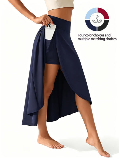 Women's 2-in-1 High Waist Skort with Inner Shorts & Pockets – Lightweight Stretchy Activewear Tennis Skirt for Sports Gym Workout Casual Wear, XS-XXL, Multiple Colors