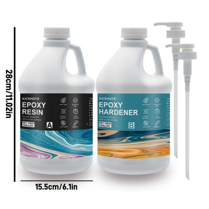Clear Epoxy Resin Kit 2 Part High Gloss Casting Coating Countertop Table Top Resin Art DIY Jewelry Handcraft with Pumps 16oz to 2 Gallon