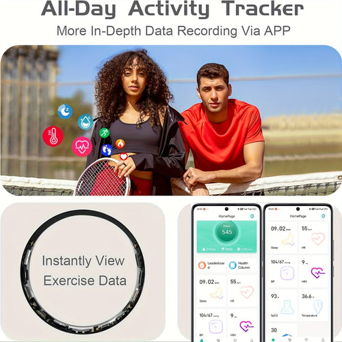 Smart Ring Sleep Tracker Heart Rate Monitor Fitness Wearable, Titanium Alloy Body Bluetooth 5.3, Step Counter Pedometer Distance Tracking, Magnetic Charging, Compatible with iPhone & Android – Black Rose Gold Silver