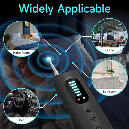 Hidden Camera Detector Anti Spy RF Signal Scanner – Bug Detector, GPS Tracker & Listening Device Finder, Portable Rechargeable Multi-Function Security Sweeper for Travel, Hotel, Home, Office, Car