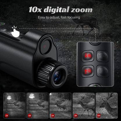Night Vision Goggles 1080P Monocular 5W Infrared 10X Digital Zoom 2600ft Range 2700mAh Rechargeable Battery 2 Inch HD Display for Hunting Camping Wildlife Observation Security