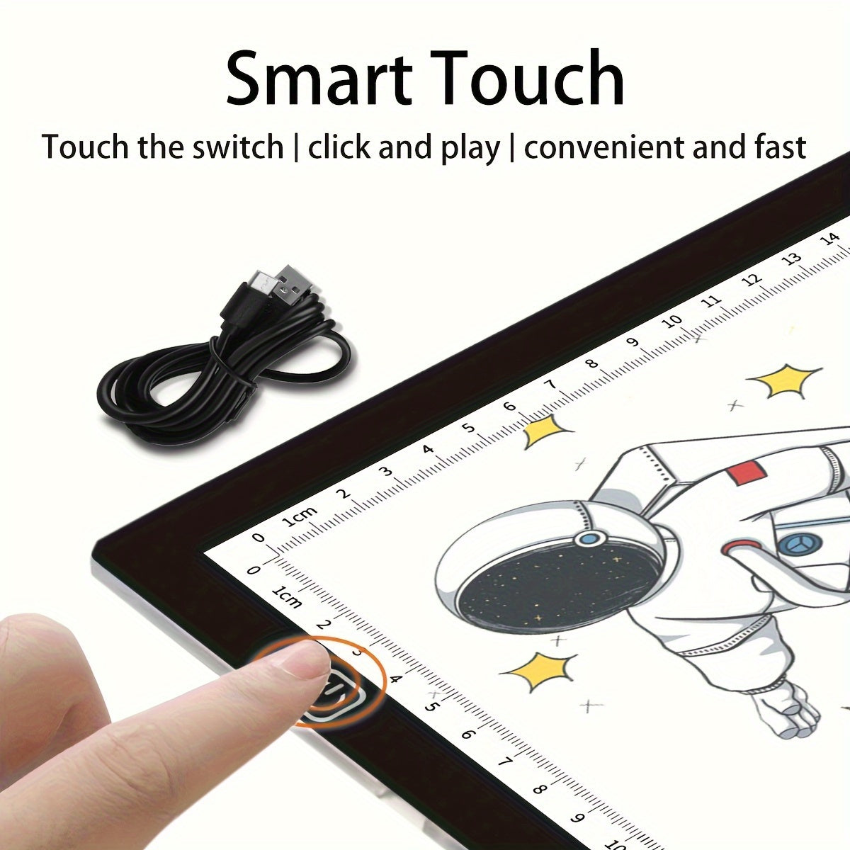 LED Tracing Light Pad Board A2 A3 A4, Dual Light Bar Ultra-Thin Copy Table with 3-Speed Dimming & Eye-Caring No-Grid Surface for Diamond Painting, Sketching & Drawing