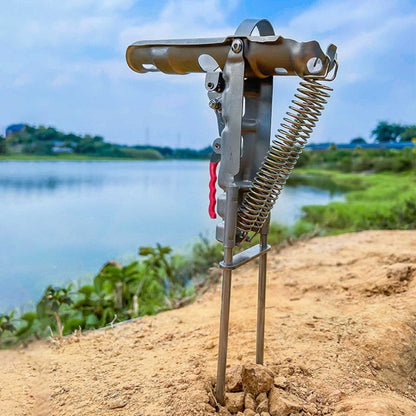 Stainless Steel Fishing Rod Holder with 360° Rotation – Rust-Proof Spring Clamp Ground Stand, No Assembly Required, High Sensitivity Bank Fishing Rod Bracket for All Rod Sizes, 35x17cm