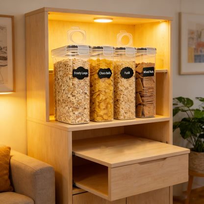 Airtight Food Storage Containers 4-Pack (4L/135oz) Extra Large BPA-Free Cereal Containers for Pantry Organization - Bulk Storage for Grain, Rice & Nuts, Kitchen Organizer Set, Great Christmas Gift