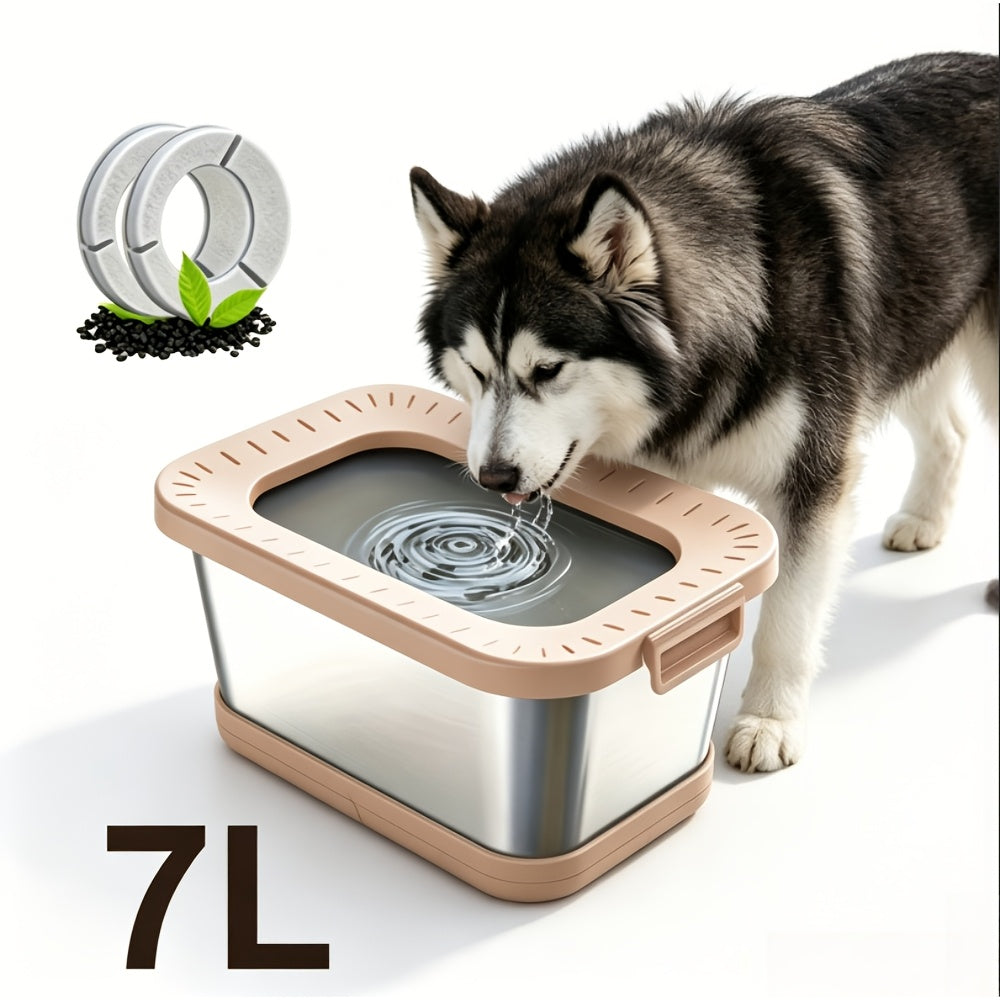 7L Stainless Steel Dog Water Bowl Anti-Spill Splash-Proof Slow Feeder for Messy Drinkers Heavy Duty Indoor Outdoor Pet Bowl – Large Capacity
