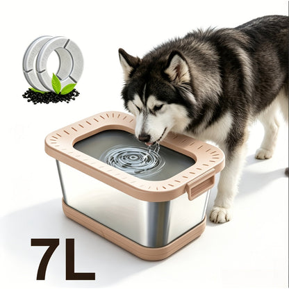 7L Stainless Steel Dog Water Bowl Anti-Spill Splash-Proof Slow Feeder for Messy Drinkers Heavy Duty Indoor Outdoor Pet Bowl – Large Capacity