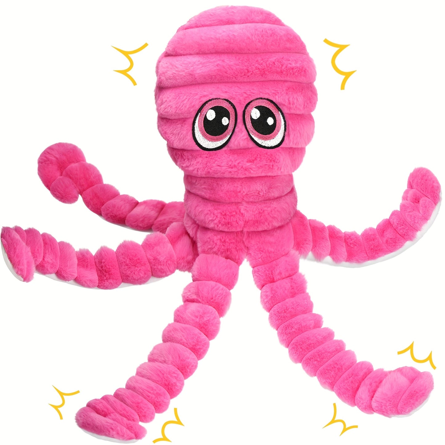 Squeaky Octopus Plush Dog Chew Toy – Interactive Stuffed Squeaker Toy for Puppies & Dogs, Soft Teeth Cleaning Chewable Animal Toy for Small Medium Large Breeds, Cute Gift, 5 Colors