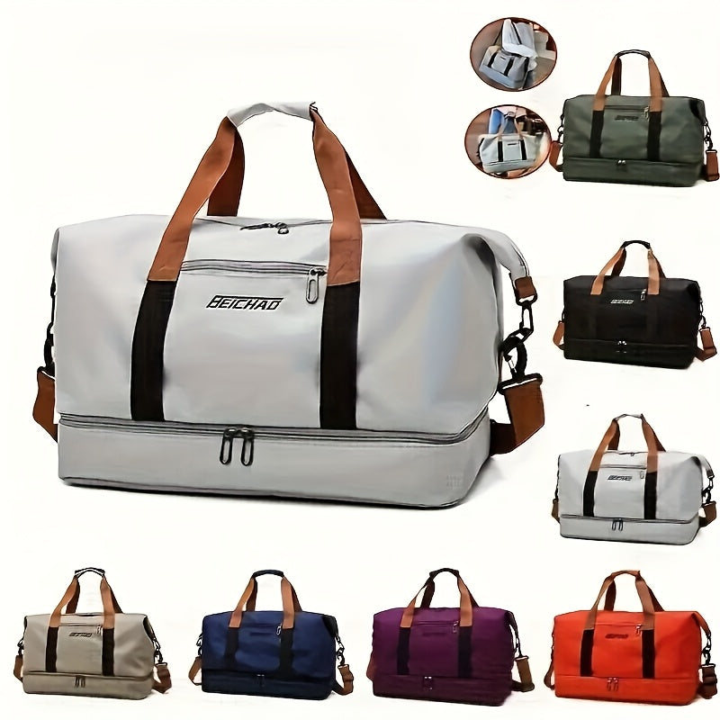 Women's Large Capacity Travel Bag with Dry Wet Separation – Gym Yoga Fitness Duffel Bag, Weekend Overnight Tote Handbag for Travel, Leisure & Outdoor, Multiple Color Sets Available