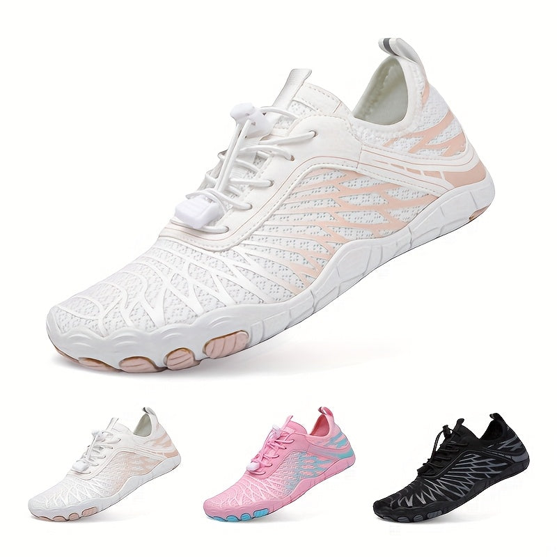 Barefoot Hiking Shoes for Women Wide Toe Box Non-Slip Trail Running Sneakers – Healthy Minimalist Footwear, Sizes US 6-11, White Black Pink