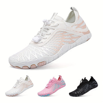 Barefoot Hiking Shoes for Women Wide Toe Box Non-Slip Trail Running Sneakers – Healthy Minimalist Footwear, Sizes US 6-11, White Black Pink