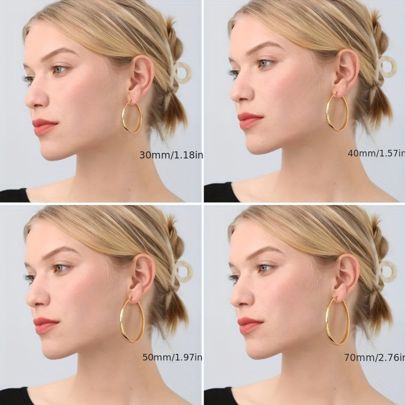 S925 Sterling Silver Large Hoop Earrings Hypoallergenic Thin Oversized Big Hoops French Minimalist Style for Women Girls Daily Vacation Jewelry