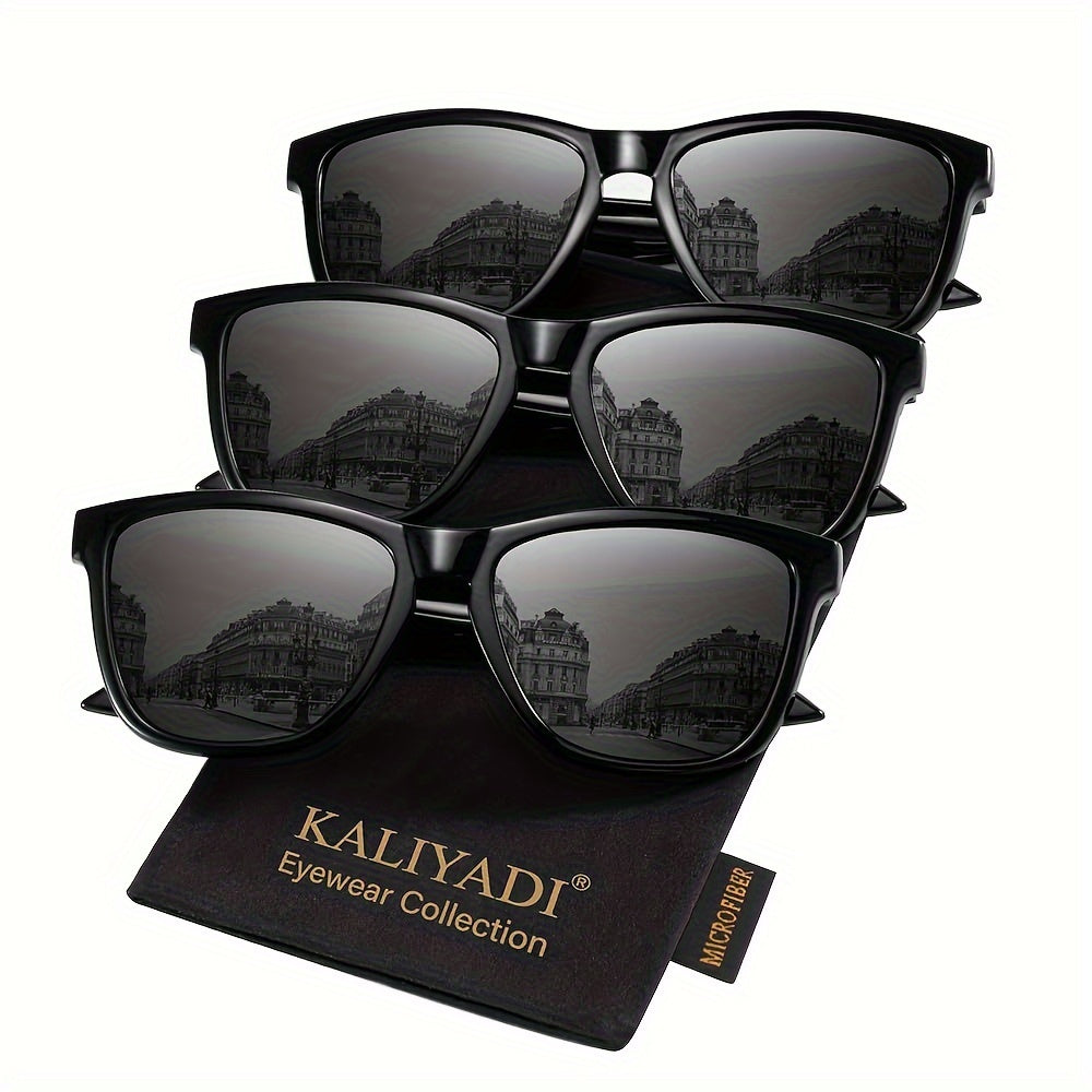 KALIYADI Women's Polarized Sunglasses 3-Pack – Trendy Fashion Shades for Shopping Street Photography Decoration, UV Protection Stylish Eyewear Gift Set in Multiple Color Combinations