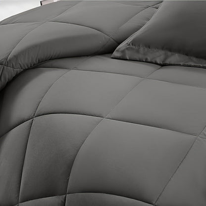 7 Piece Comforter Set Queen King Size – Soft Microfiber Pinch Pleated Bed in a Bag with Comforter, Fitted Sheet, Flat Sheet & 4 Pillowcases, All-Season Bedding Set for Home & Dorm