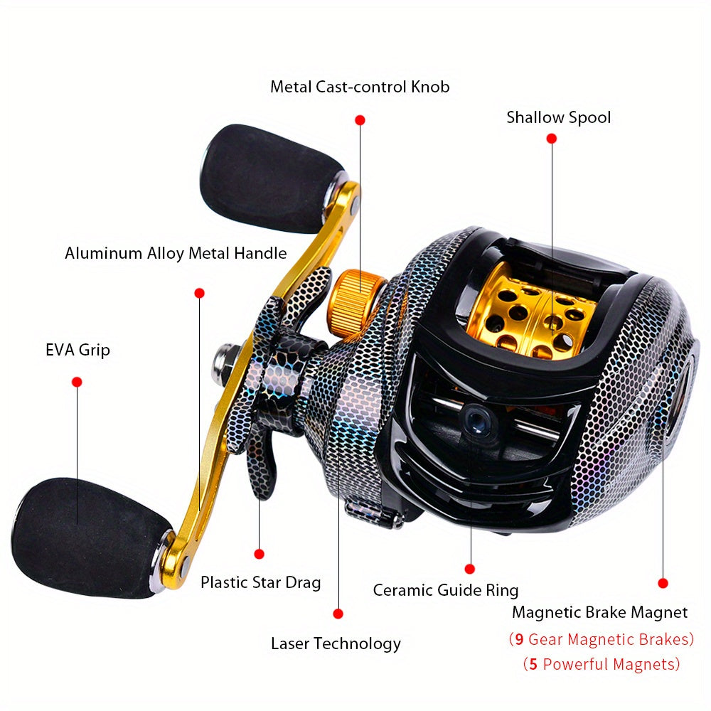 Ambidextrous Fishing Reel – Left & Right Hand Casting Reel, Aluminum Alloy, High-Performance Bearings, Freshwater & Saltwater, Compact Sporty Design