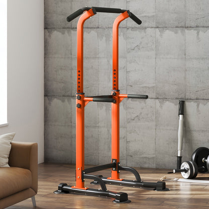 Power Tower Dip Station with Pull-Up Bar 10 Adjustable Heights 330 lbs Capacity Full-Body Strength Training for Home Gym – Pink Black Red Yellow Blue Orange Green