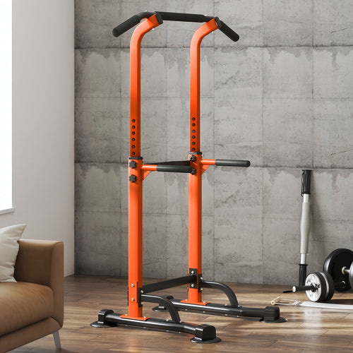 Power Tower Dip Station with Pull-Up Bar 10 Adjustable Heights 330 lbs Capacity Full-Body Strength Training for Home Gym – Pink Black Red Yellow Blue Orange Green