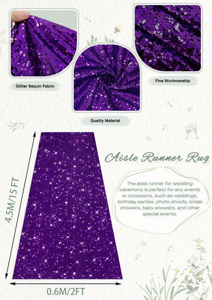 Sequin Aisle Runner 2x15FT Glitter Wedding Carpet Runner 12 Colors for Wedding Ceremony Bridal Shower Party Decoration Outdoor Indoor