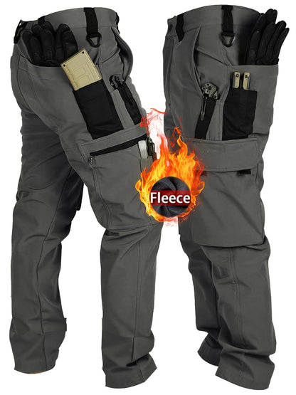 Men's Tactical Winter Pants Heavy-Duty Thickened Insulated Work Pants, 300g/m² 100% Polyester MOLLE System Multi-Pocket Baggy Snow Pants for Hiking Hunting Construction Outdoor