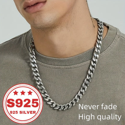 925 Sterling Silver Cuban Link Chain Necklace for Men & Women - 9mm Classic Miami Cuban Chain, Hip Hop Unisex Jewelry in Silver & Gold, 18-24 Inch, Trendy Everyday Gift