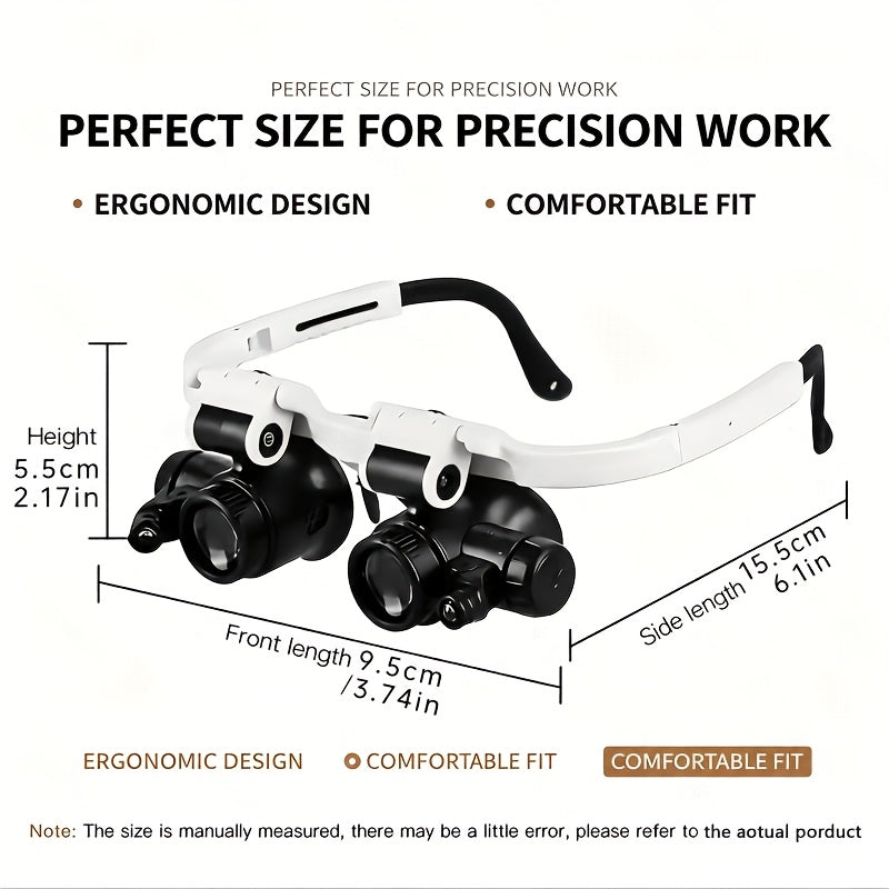 Head Mounted Magnifier 8X 15X 23X Hands-Free Dual Lens Magnifying Glasses with Adjustable Headband for Jewelry Making Electronics Repair Crafting Reading and Precision Work