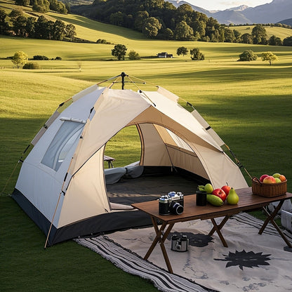 Pop Up Camping Tent Automatic Instant Setup, Waterproof Windproof UV Protection, 4-6 Person Family Tent with Double Door & Windows, Portable Foldable Design for Camping, Hiking, Beach & Outdoor Vacations