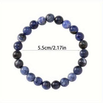 20-Pack Colorful Natural Stone Bead Bracelets – Handmade Elastic Wristband, Random Color Mix, Boho Vintage Style, Unisex Stackable Jewelry for Women & Men