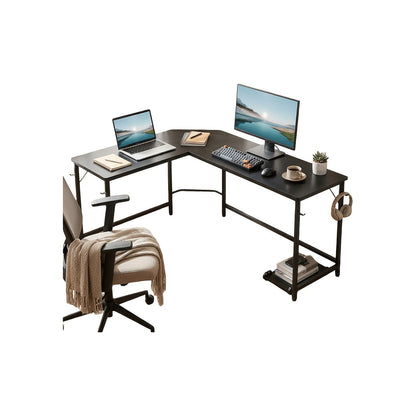 L-Shaped Corner Desk 50 Inch – Gaming & Home Office Computer Desk with CPU Stand, Side Bag & Wooden Desktop, Reversible PC Writing Study Table for Home Office, Dorm & Small Spaces