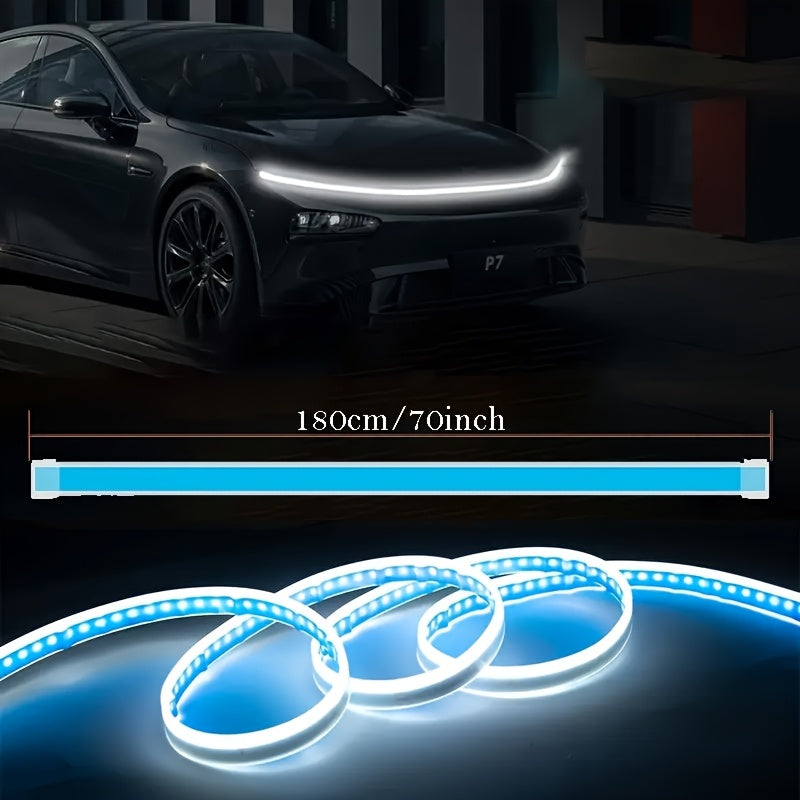 70 Inch LED Engine Bay Light Strip White High Brightness 2000-3000 Lumens Auto Welcome Mode Steering Effect 12V Hardwire for Cars SUVs - Under Hood Ambient Lighting
