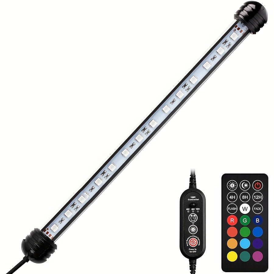 Submersible LED Aquarium Light Multicolor Underwater Fish Tank Light 7.5" to 35" - Multiple Sizes 9 to 66 LEDs for Freshwater Saltwater Aquarium Decoration