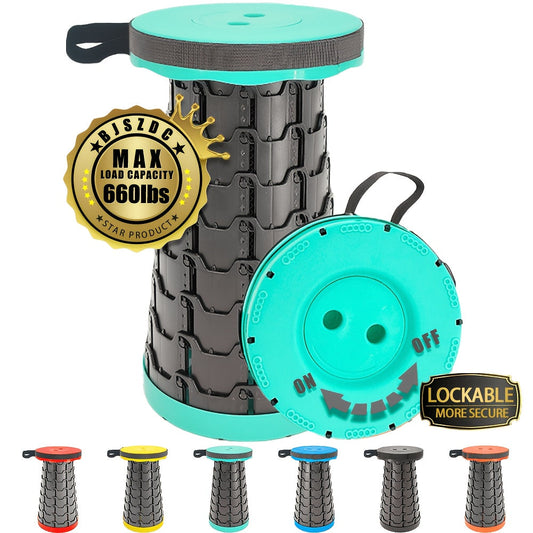 Folding Telescoping Stool with Bottom Lock Buckle – Portable Collapsible Retractable Seat, 660 lbs Heavy Duty Load Bearing, for Fishing, Hiking, Camping & Outdoor Activities, Multiple Colors