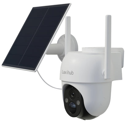 Laxihub GO2T Solar Outdoor Security Camera – 1296P FHD 3MP PTZ, AI Human Detection, 5200mAh Wire-Free Battery, Color Night Vision, 2-Way Audio, 2.4G WiFi, Cloud & SD Storage
