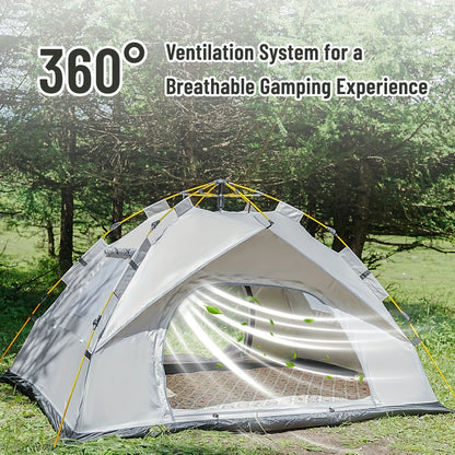 Automatic Instant Setup Camping Tent 1-4 Person All-Season Windproof Lightweight Tent with Dual Doors & Mesh Windows for Camping Hiking Travel – Durable Portable Outdoor Shelter