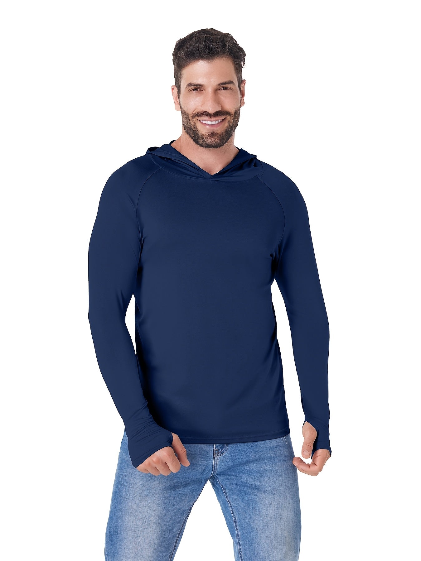 5 Pack Men's Long Sleeve Fishing Shirts with Hood – Lightweight Athletic Rash Guards, UPF Sun Protection Hoodies for Fishing, Hiking & Outdoor Sports, Sizes S-XXL, 3 Color Sets