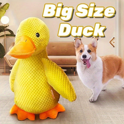 Large Plush Duck Dog Toy with Squeaker – Bite-Resistant Soft Chew Toy for Puppies & Large Breed Dogs, Durable Interactive Teething Toy for Golden Retrievers, Corgis & All Breeds