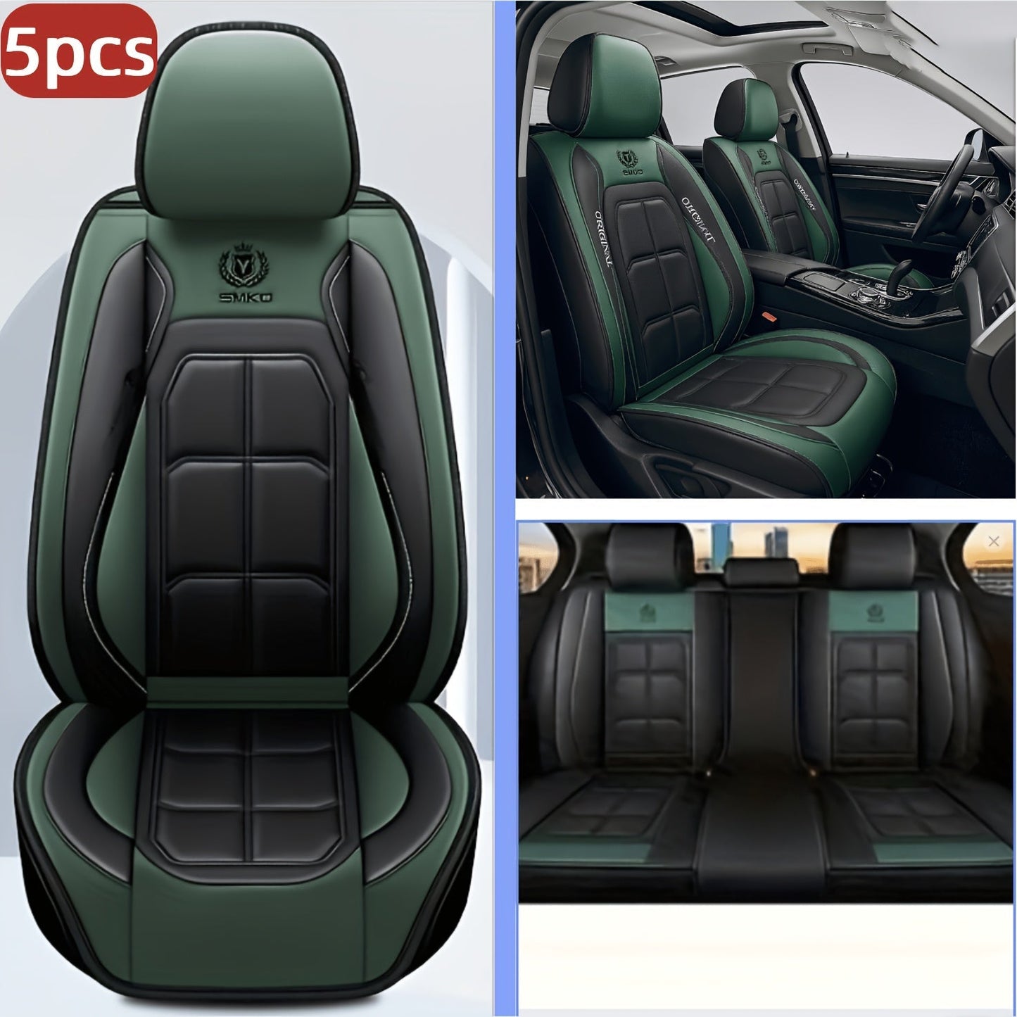 Faux Leather Car Seat Covers Universal Fit – Waterproof & Dirt-Resistant Protective Seat Cover for Cars, SUVs, Vans & Trucks, 1pc / 2pcs / 5pcs Set, Multiple Colors