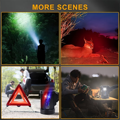 LED Rechargeable Flashlight 6 Modes 3 Color Filters USB & Solar Charging IPX4 Waterproof Tactical Flashlight for Camping Hiking Hunting Boating – Christmas & Holiday Gift