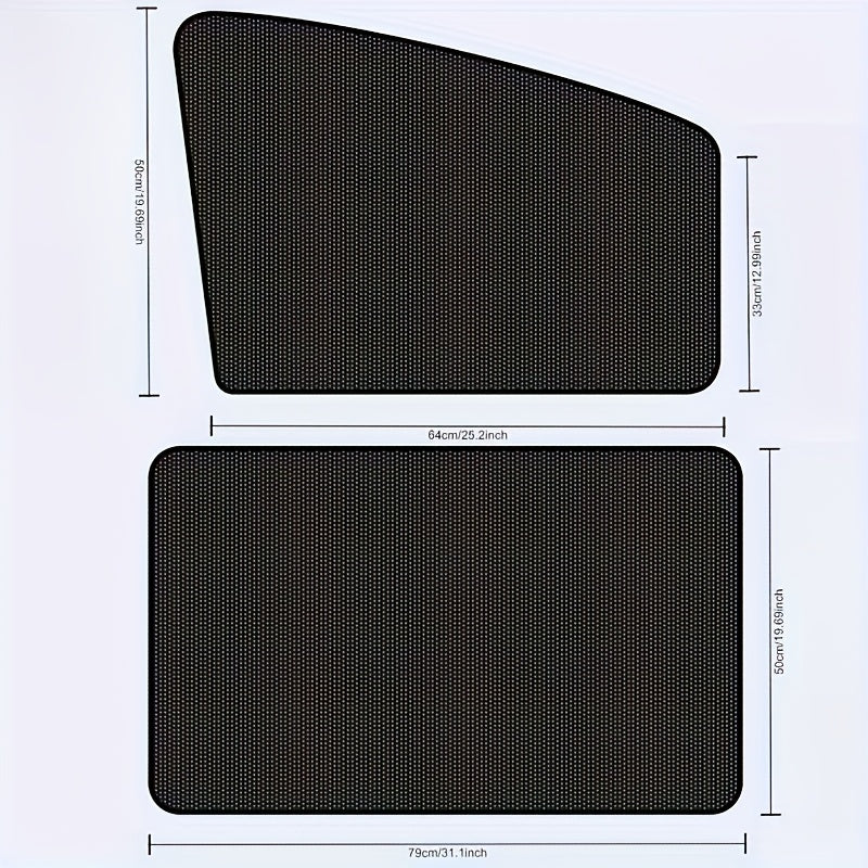 Magnetic Car Sunshade Curtains 4-Piece Set - Black Mesh UV Protection & Heat Insulation, Easy Install on Car Windows & Windshield, Universal Fit for Cars, SUVs & Trucks