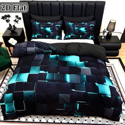 Red & Blue Plaid Duvet Cover Set – 3-Piece Digital Print Bedding, All-Season Quilt Cover with Pillowcases, Twin Full Queen King, Machine Washable, No Filling Included
