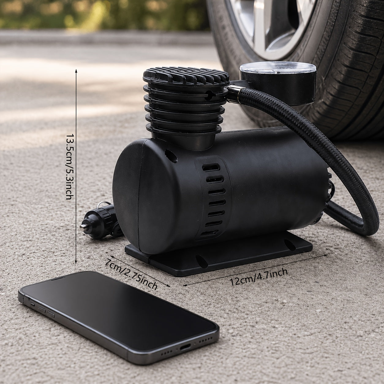 12V 300 PSI Compact Air Compressor Pump – Portable Car Tire Inflator for Cars, Bikes, Motorcycles & Balls, Plugs into Car Cigarette Lighter, No Battery Needed | Velora