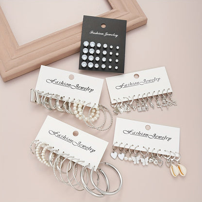 108pcs Women Jewelry Set Vintage Butterfly Heart Rhinestone Necklace Bracelet Anklet Ring Earrings Bundle Multi-Layer Chains Silver Fashion Jewelry Gift for Her