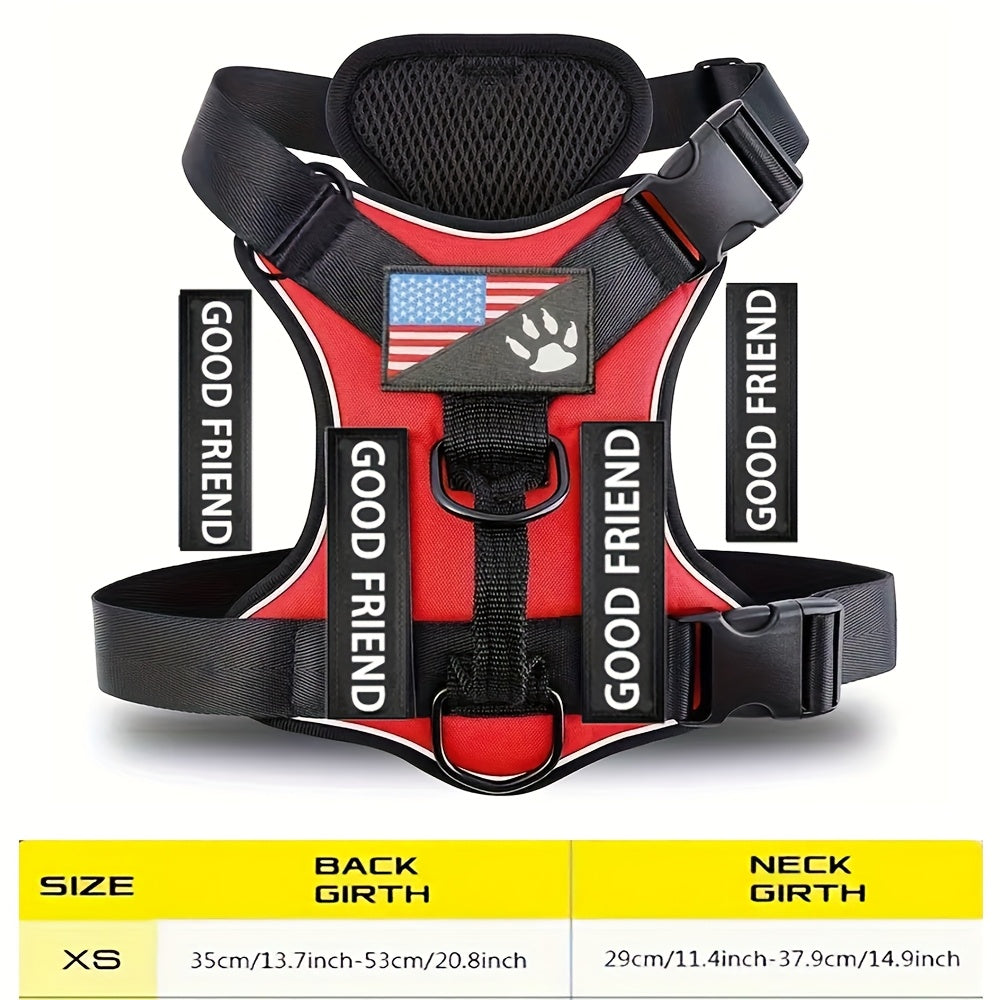 Service Dog Harness Vest with 5 ID Patches – Reflective Adjustable Oxford Vest with Breathable Mesh Lining, Service Dog ID System for Small Medium Large Dogs, Sizes XS-XL, Public & Mobility Aid