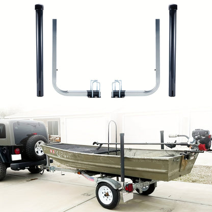 Adjustable Boat Trailer Guide Poles 31"-60" L-Shaped Galvanized Stainless Steel with Black PVC Pipes - Trailer Guide Ons for Ski Boat, Fishing Boat & Sailboat Trailer