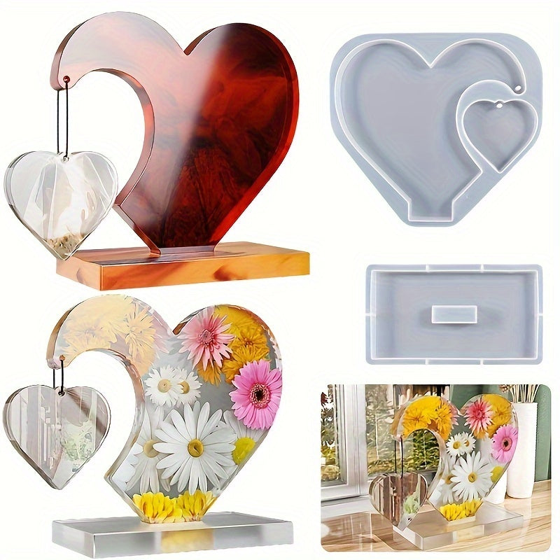 Large Heart Resin Silicone Casting Mold DIY Photo Frame Heart Shape Mold for Home Decoration Wedding Ornament Graduation Souvenir Resin Art Epoxy Casting Craft Mold Gift Making