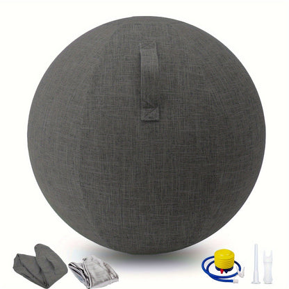 Exercise Ball Chair 65cm with Fabric Cover Anti-Burst Yoga Ball Seat for Home Office Desk Pilates Core Training Pregnancy Birthing Ball – Improves Posture & Relieves Back Pain, Grey & Black