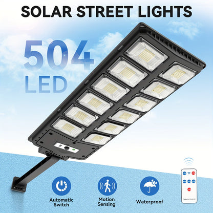 Solar Street Lights Outdoor 504 LED IP44 Waterproof Dusk to Dawn Auto On/Off Solar Floodlight for Yard Driveway Parking Lot Garden Deck – Bright Solar Powered Security Area Light