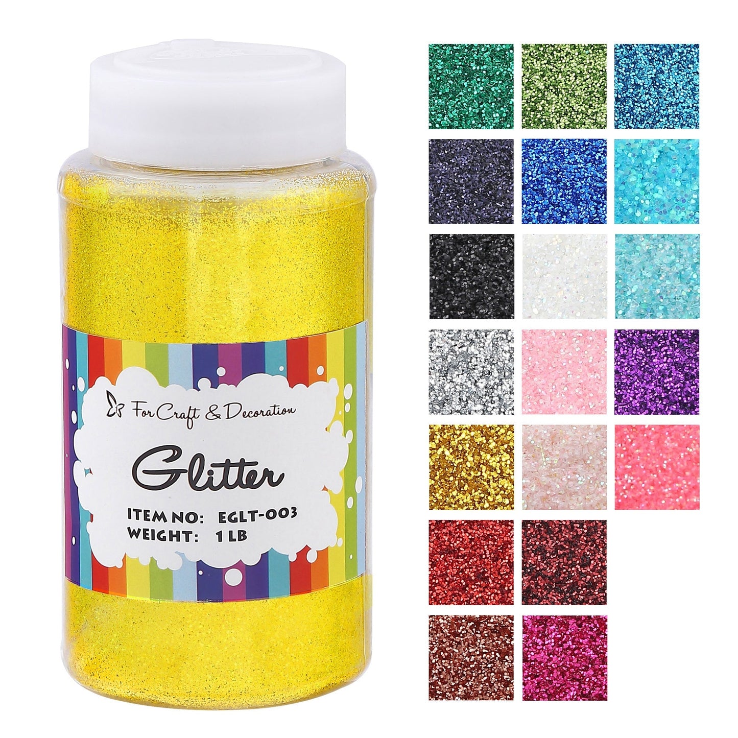 1lb Craft Glitter Powder in 19 Colors – Fine, Ultra Fine & Chunky Glitter with Shaker Top for Tumblers, Resin, Scrapbooking & DIY Crafts, Bulk Glitter for Kids & Adults