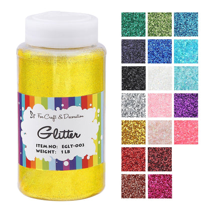 1lb Craft Glitter Powder in 19 Colors – Fine, Ultra Fine & Chunky Glitter with Shaker Top for Tumblers, Resin, Scrapbooking & DIY Crafts, Bulk Glitter for Kids & Adults