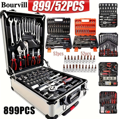 52 Piece Professional Tool Set with Portable Toolbox Multi-Functional Home and Car Repair Kit for DIY Enthusiasts and Professionals Gift for Men Available in Red Standard Black and White