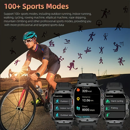 Smartwatch for Men & Women – Full Touch Fitness Tracker, Wireless Calling, 100+ Sports Modes, Watch Faces, App Connectivity, Remote Camera, Music Playback, Weather Forecast, Alarm Clock, LED Light