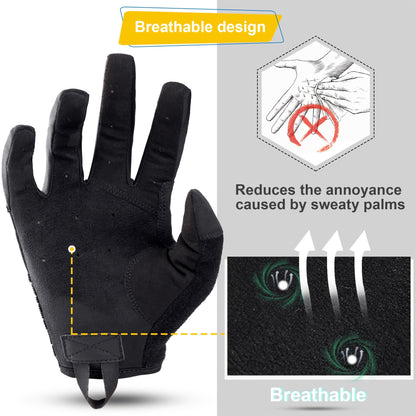 Breathable Full Finger Tactical Gloves with Touchscreen Tips – Anti-Slip Flexible Professional Gloves for Driving Cycling Working Outdoor Sports, Sizes S-XL in Black & Green